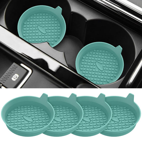 Picture of ME.FAN Car Coasters [4 Pack] Silicone Car Cup Coasters/Cup Mats - Universal Non-Slip Recessed Car Interior Accessories - Car Cup Holder Insert Coasters Teal Blue