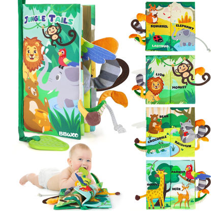 Picture of BBWOO Baby Book Toys 0-6 Months - Baby Boy Girl Shower Gifts - Tummy Time Toys for Infant 6 to 12 Months - Touch and Feel Crinkle Book for Newborn Toddler with Teether - Christmas Stocking Stuffers