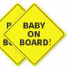 Picture of ASSURED SIGNS Baby On Board Signs, Car Essentials - Baby On Board Sticker - 2 Pack, 5" by 5" - Bright Yellow and See-Through When Reversing - Best Safety Signs - Non Magnet - Durable Strong Adhesive