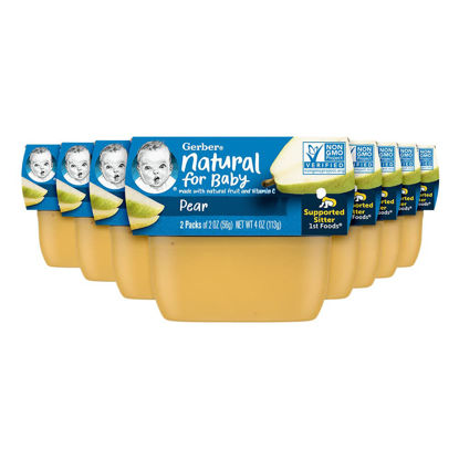 Picture of Gerber 1st Foods Baby Food, Pear Puree, Natural & Non-GMO, 2 Ounce Tubs, 2-Pack (Pack of 8)