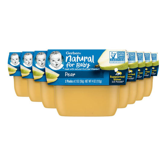 Picture of Gerber 1st Foods Baby Food, Pear Puree, Natural & Non-GMO, 2 Ounce Tubs, 2-Pack (Pack of 8)