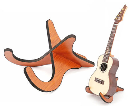 Picture of Aebor Portable Wooden Ukelele Stand Holder, Portable Wood Ukulele Stand for Small Guitar, Violin, Banjo, Mandolin