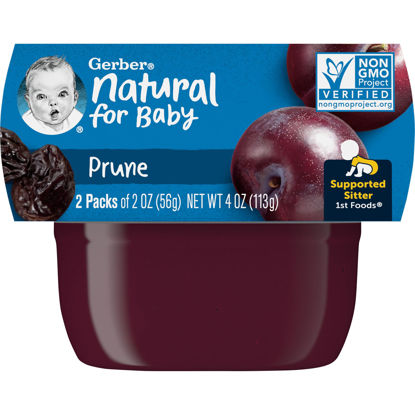 Picture of Gerber 1st Foods Baby Food, Prune Puree, Natural & Non-GMO, 2 Ounce Tubs, 2-Pack (Pack of 8)
