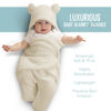 Picture of BlueMello Baby Swaddle Blanket | Ultra-Soft Plush Essential for Infants 0-6 Months | Receiving Swaddling Wrap Beige | Ideal Newborn Registry and Toddler Boy Accessories | Perfect Baby Girl Shower Gift