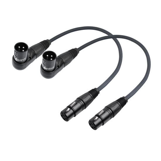 Picture of Devinal Right Angle XLR Cable, Adjustable-Angle Male XLR to Straight Female XLR Microphone Mic Cable Cord, 90 Degree XLR Male to Straight XLR Adapter for Sound Devices Mixer Recorder, 1 FT