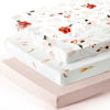 Picture of Pack n Play Sheets Fitted 3 Pack, Stretchy Ultra Soft Jersey Knit Pack and Play Sheets, Universal Fitted Portable/Mini Crib Mattresses Snug and Safe, Pretty Watercolor Rose Flora for Baby Girls