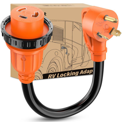 Picture of Nilight RV Locking Adapter Cord 30 Amp to 30 Amp Pure Copper Heavy Duty 10 Gauge Wire ETL Listed TT-30P to L5-30R 30M/30F Weatherproof Cord for RV Camper Caravan Van Trailer