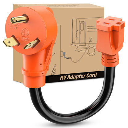 Picture of Nilight RV Power Adapter Cord 30 Amp to 15 Amp Pure Copper Heavy Duty 10 Gauge Wire ETL Listed TT-30P to 5-15R 30M/15F Weatherproof Cord for RV Camper Caravan Van Trailer