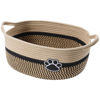 Picture of Small Woven Baskets for Organizing Rope Storage Basket with Handle Cute Cotton Nursery Gift Dog Toy Bins Organizer-Black&Beige