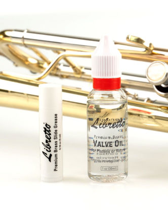 Picture of Libretto Brass Lubricant Bundle, Set of 2, 1 oz Valve Oil + 0.16 oz Slide Grease - Odorless, Pure, Materials from Japan, Special-blended Formula, for Trumpet, French Horn, Tuba, Low Brass Instruments