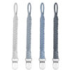 Picture of duludulu 4 Pcs Pacifier Clip, Pacifier Clips for Boys & Baby Girls Pacifier Holder Clip Binky Clips Braided 100% Handmade Fits All Pacifiers(Grey, 4 Pack)