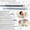 Picture of duludulu 4 Pcs Pacifier Clip, Pacifier Clips for Boys & Baby Girls Pacifier Holder Clip Binky Clips Braided 100% Handmade Fits All Pacifiers(Grey, 4 Pack)