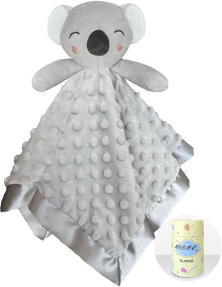 Picture of MOVEPAI Koala Security Blanket, 16" Soft Lovey Unisex Lovie Baby Gifts for Newborn Boys and Girls Snuggle Toy Stuffed Animal Grey