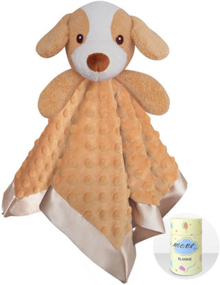 Picture of MOVEPAI Dog Baby Security Blanket Loveys for Babies Girls, 16" Soft Baby Lovey Blanket, Baby Snuggle Stuffed Animals Blankie, Baby Girls Gifts for Infant and Toddler