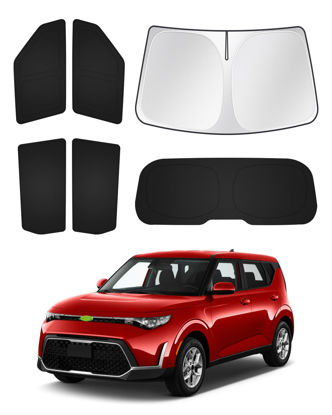 Picture of Canvcle Sunshades for Kia Soul 2020-2024 2025 Accessories Windshield Sun Shade Side Rear Window Shade Cover Sun Visor Shield Privacy Protection Keep Vehicle Cool Black 6PCS