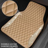 Picture of CAR PASS Bling Beige Leather Car Mats Shining Diamond Floor Mats Crystal Rhinestone Sparkly Glitter Carpet Anti-Slip Waterproof Pad Universal Fit for Automotive SUV, Sedan, Van, 5pcs Girl Women Beige