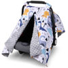 Picture of Rquite Baby Car Seat Cover, Carseat Covers Baby Boy, Minky Infant Car Seat Cover Winter, Peekaboo Opening Car Seat Canopy, Multi-use Baby Carrier, Stroller, Nursing Cover, Minky Blanket, Dinosaur