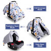 Picture of Rquite Baby Car Seat Cover, Carseat Covers Baby Boy, Minky Infant Car Seat Cover Winter, Peekaboo Opening Car Seat Canopy, Multi-use Baby Carrier, Stroller, Nursing Cover, Minky Blanket, Dinosaur