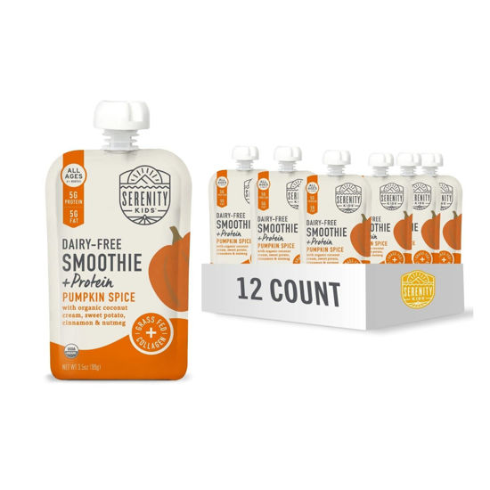 Picture of Serenity Kids Organic Pumpkin Spice Smoothie + Protein Baby Food, Dairy Free, 3.5 Ounces (Pack Of 12)