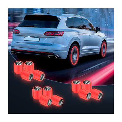 Picture of 12PCS Luminous Car Tire Valve Stem Caps, American Flag Valve Stem Caps, Universal Dustproof Corrosion Resistant Air Caps Cover, Auto Accessories Fit for Motorcycles SUV Trucks Bicycles (Red/Flag)