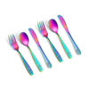 Picture of Pimoys 6 Pieces Rainbow Kids Silverware Stainless Steel Child and Toddler Utensils, Children's Safe Flatware Metal Cutlery Set Includes 2 Children Knives, 2 Forks & 2 Spoons