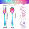 Picture of Pimoys 6 Pieces Rainbow Kids Silverware Stainless Steel Child and Toddler Utensils, Children's Safe Flatware Metal Cutlery Set Includes 2 Children Knives, 2 Forks & 2 Spoons