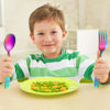 Picture of Pimoys 6 Pieces Rainbow Kids Silverware Stainless Steel Child and Toddler Utensils, Children's Safe Flatware Metal Cutlery Set Includes 2 Children Knives, 2 Forks & 2 Spoons