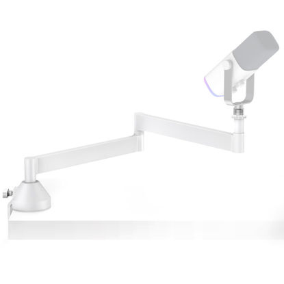 Picture of InnoGear Low Profile Mic Arm Boom Microphone Stand for Fifine AM8 K669B Elgato Blue Yeti HyperX QuadCast AT2020 Shure SM58 SM7B, with Shock Mount Mic Clip 3/8" to 5/8" Adapter, White