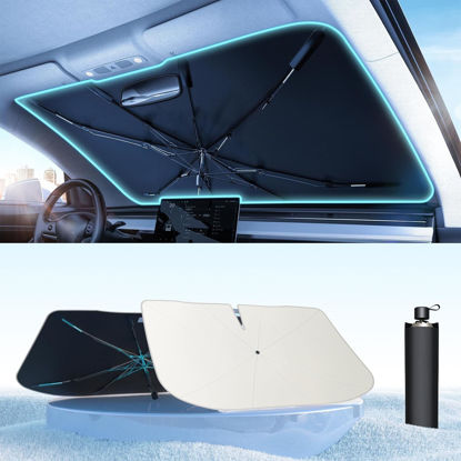 Picture of [2024 Upgrade] Tryspace Car Windshield Sun Shade Umbrella - [Newest Nanoparticles Coatings] Protect Car from Sun Rays & Heat Damage Keep Cool and Protect Interior Small