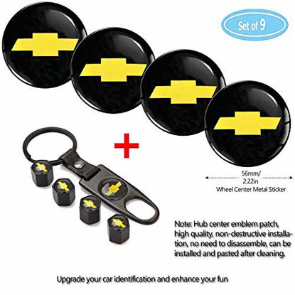 Picture of Fubai Auto Parts 4 Pack for Toyota Wheel Center Caps Emblem-Black,56MM/2.22' Rim Hub Emblem Badge Sticker + 4 Pack KeychainValve Covers Fit +1Pack Keychain for Toyota All Models Emblem (Toyota)