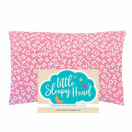 Picture of Little Sleepy Head Toddler Pillowcase 13 x 18-100% Cotton & Hypoallergenic (Pink Alphabet)