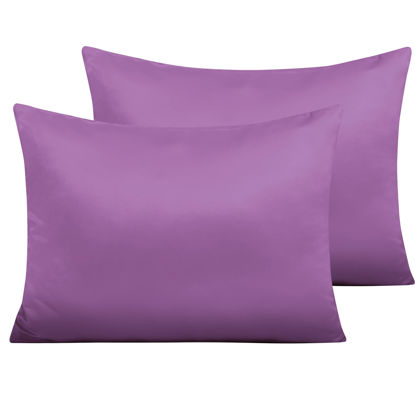 Picture of NTBAY Zippered Silk Satin Toddler Pillowcases - 2 Pack Hidden Zipper 13x18 Pillowcases - Luxury and Silky Baby Travel Pillow Covers, Purple