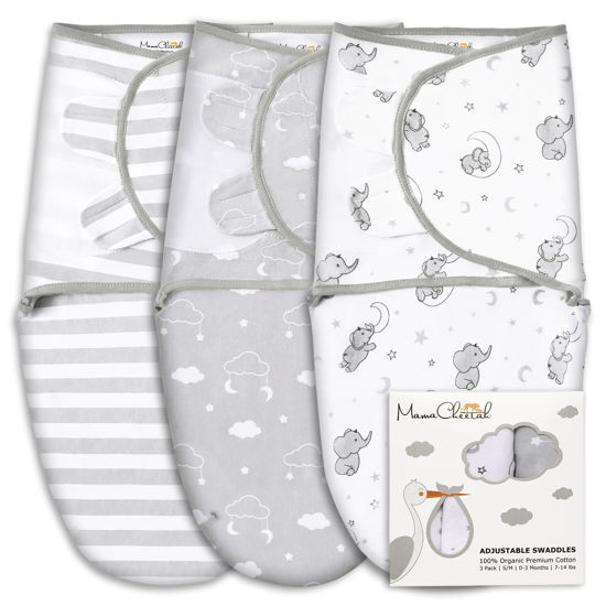 Picture of Mama Cheetah Baby Swaddle Sack, Organic Swaddle Blanket, Newborn Swaddle Sleep Sacks, Adjustable Infant Swaddle Wrap, Easy Swaddles for Boy Girl 0-3 Month, Baby Essentials, Nursery Swaddling, 3-Pack