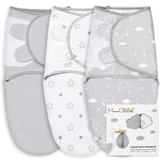 Picture of Mama Cheetah Baby Swaddle Sack, Organic Swaddle Blanket, Newborn Swaddle Sleep Sacks, Adjustable Swaddle Wrap, Easy Swaddles for Boy Girl 0-3 Month, Baby Essentials, Nursery Swaddling, 3-Pack
