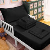 Picture of NTBAY Toddler Bedding Set - 4 Piece Soft and Breathable Crib Bedding Set for Boys and Girls, Includes Quilted Comforter, Fitted Sheet, Flat Top Sheet and Envelope Pillowcase, Black