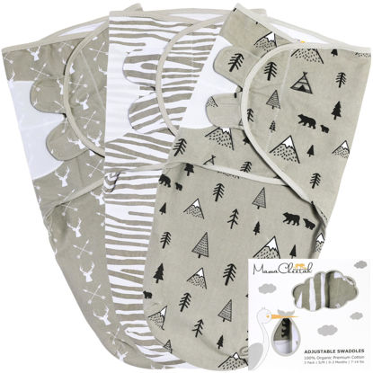 Picture of Mama Cheetah Baby Swaddle Sack, Organic Swaddle Blanket, Newborn Swaddle Sleep Sacks, Adjustable Swaddle Wrap, Easy Swaddles for Boy Girl 0-3 Month, Baby Essentials, Nursery Swaddling, 3-Pack, Grey