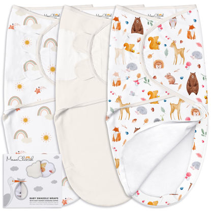 Picture of Mama Cheetah Baby Swaddle Blanket with Zipper, Newborn Swaddle Sack, Baby Swaddles Sleep Sack 0-3 Months, Baby Swaddle Wrap with Easy Change Zipper for Baby Boy & Girl, 3-Pack