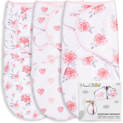 Picture of Mama Cheetah Baby Swaddle Sack, Organic Swaddle Blanket, Newborn Swaddle Sleep Sack, Adjustable Infant Swaddle Wrap, Easy Swaddles Girl 0-3 Month, Baby Essentials, Nursery Swaddling, 3-Pack, Grey/Pink