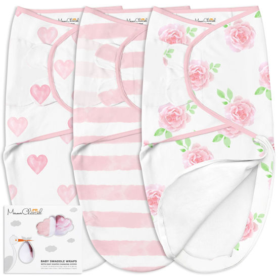 Picture of Mama Cheetah Baby Swaddle Blanket with Zipper, Newborn Swaddle Sack, Baby Swaddles Sleep Sack 0-3 Months, Baby Swaddle Wrap with Easy Change Zipper for Baby Boy & Girl, 3-Pack
