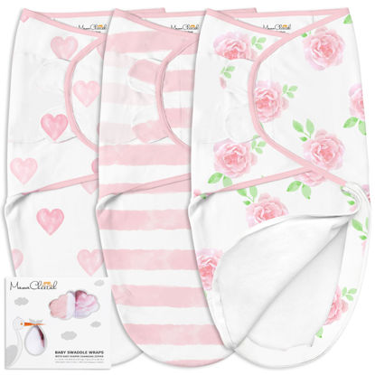 Picture of Mama Cheetah Baby Swaddle Sack 3-6 Month, Organic Cotton Swaddle Sleep Sack, Infant Swaddle Blanket Size Large, Swaddle for Large Babies, Large Swaddle Wrap, Easy Swaddles for Girl, 3-Pack