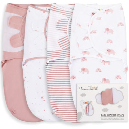 Picture of Mama Cheetah Baby Swaddle Sack, Organic Cotton Swaddle Blanket, Adjustable Swaddle Sleep Sacks, Easy Swaddles for Boy Girl 0-3 Month, Baby Essentials, 4-Pack, Dusty Rose