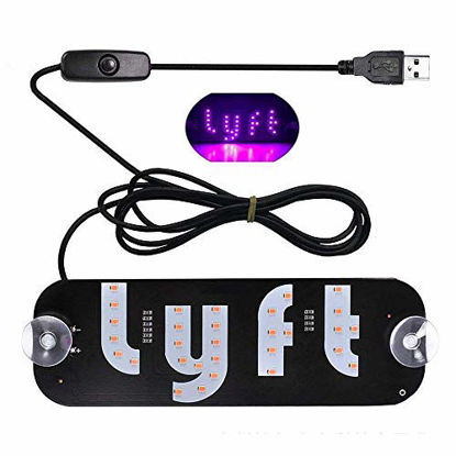 Picture of HOUDEZAIWU Ride Share LED Sign Decor, Car Lighted Window Decor Lighter Flashing Hook with Suction Cup & DC12V Car USB Charger Inverter, Make Your Car Visible (Pink)