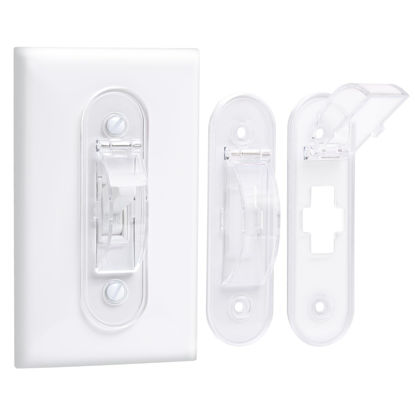 Picture of Wall Switch Guard, Childproof Light Switch Cover Guard | Toggle Style | Light Switch Protection | Lock Toggle Switch in On or Off Position | 2 Pack, Clear