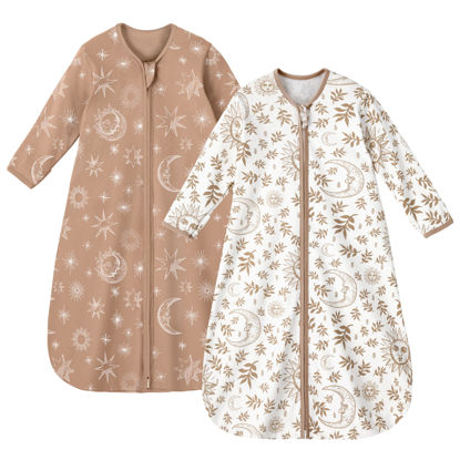 Picture of Unnivoll Baby Sleep Sack 18-24 Months 100% Cotton Long Sleeve Wearable Blanket Baby Sleep Bag with 2-Way Zipper 2 Pack 0.5 Tog Sleeping Sack for Newborn Infant
