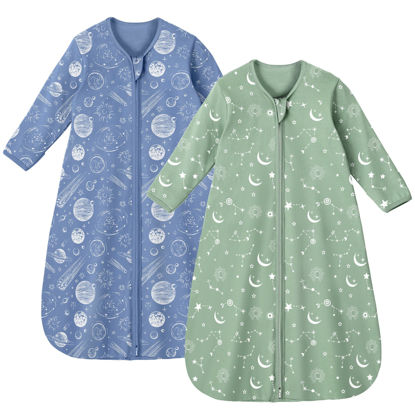 Picture of Unnivoll Baby Sleep Sack 18-24 Months 100% Cotton Long Sleeve Wearable Blanket Baby Sleep Bag with 2-Way Zipper 2 Pack 0.5 Tog Sleeping Sack for Newborn Infant