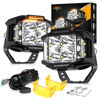 Picture of Auxbeam 4 Inch LED Pod Lights, 92W V-MAX Series Square Offroad Driving Lights With Amber DRL, 270° Spot Flood Combo Beam Side Shooter Cube Work Auxiliary Lights with Yellow Cover for Truck SUV ATV UTV