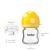 Picture of YOHKOH Natural Glass Baby Bottle with Natural Response Nipple, Newborn Anti-Colic Baby Bottles, Wide Neck Mushroom Cap Baby Bottle, Clear (Yellow, 3.4oz (Pack of 4))