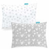 Picture of Biloban Organic Cotton Toddler Pillowcase 2 Pack, (Pillowcase Only) Kids Pillowcase for Sleeping Fit Pillow Sized 13"x 18" or 14"x19", Envelope Travel Pillowcase for Girl Boy, Gray Heart & White Star
