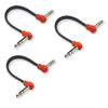 Picture of M MAKA Flat Low Profile Stereo Guitar Patch Cable 8 inch for Effects Pedals, 1/4 inch TRS Right-Angle, Red, 3-Pack