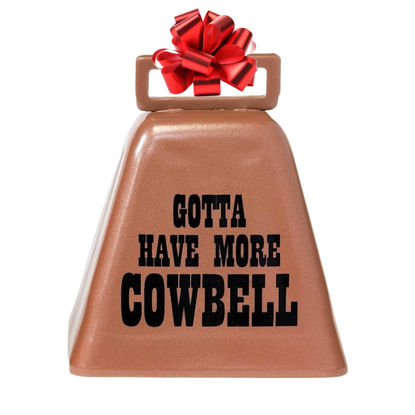 Picture of Bevin Bells "Gotta Have More Cowbell" (X-Small) | Kentucky Cow Bell w/Copper Color | Made from Steel | Loud Noise Makers w/Handle | Made in CT, USA